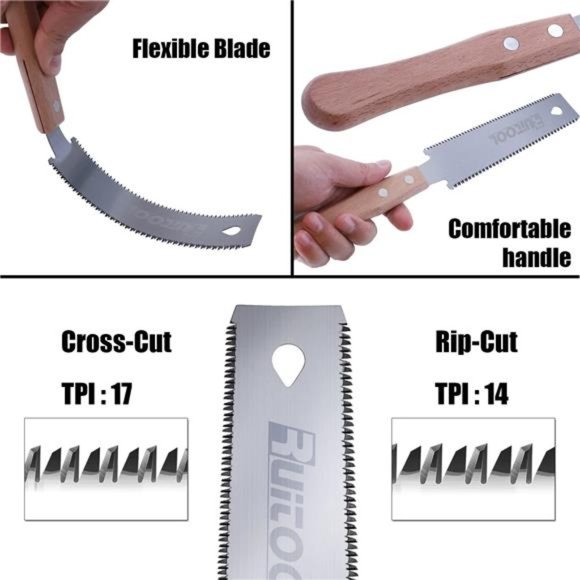 Japanese Hand Saw 6 Inch Double Edge Sided Pull Saw Ryoba SK5 Flexible Blade - Picture 3 of 6